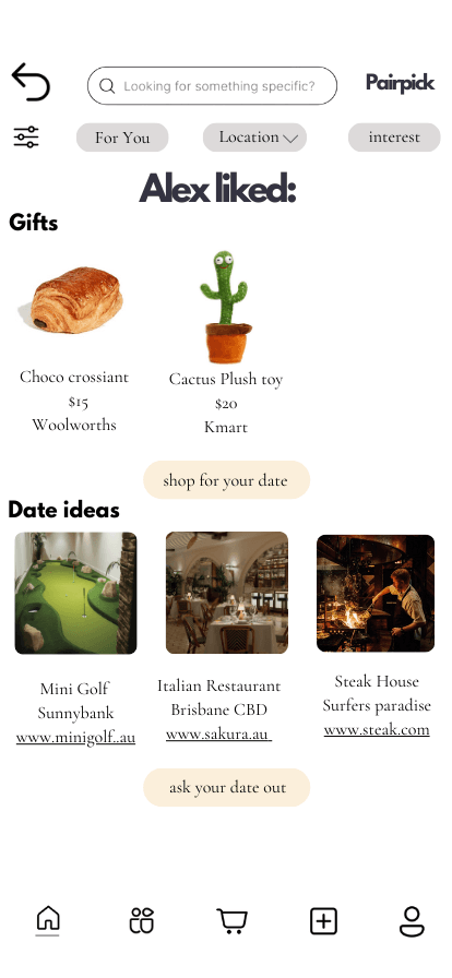 Gifting feature interface
